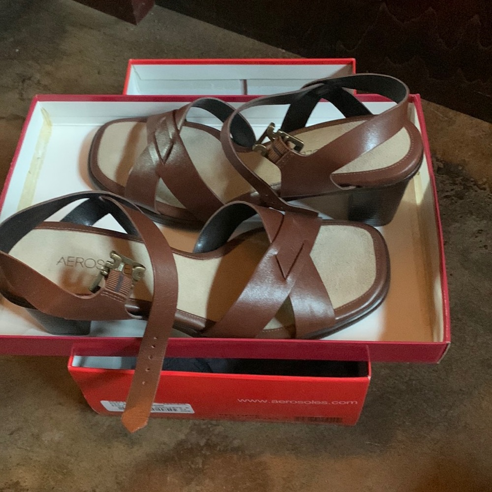 Aerosoles brown heeled sandal size 9. Never worn.